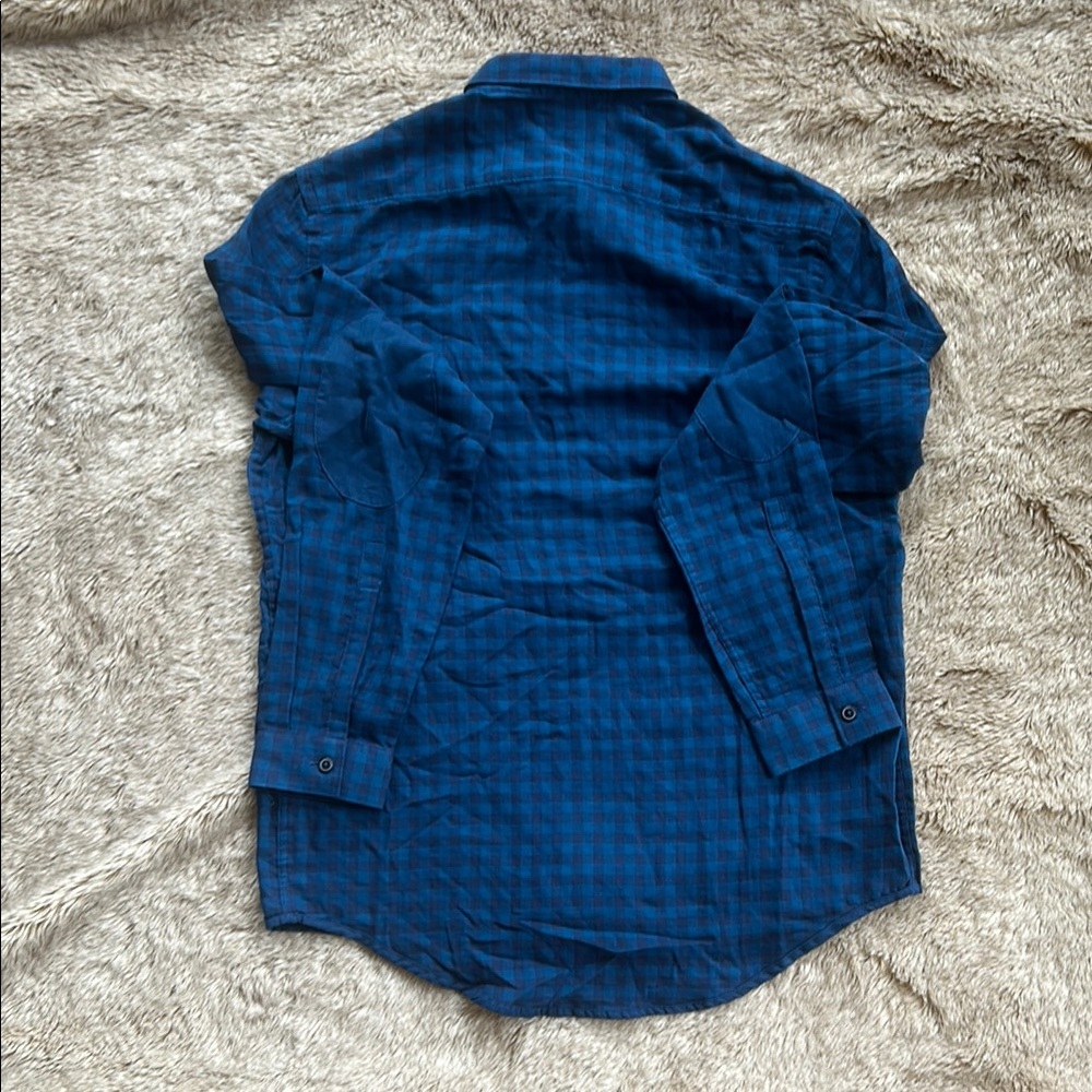Zara Blue Casual Button Down Shirt Lightweight Cotton - Picture 4 of 4